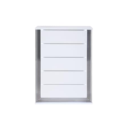 Global Furniture Usa Modern  High Gloss Ylime Smooth White Chest With Led 2473